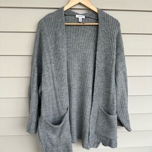 Topshop Gray Ribbed Cardigan